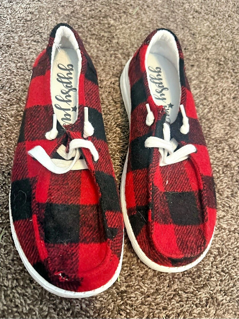 Gypsy Jazz Plaid Sneakers Red & Black US 7